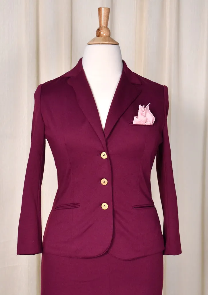 1970s Plum Purple Skirt Suit