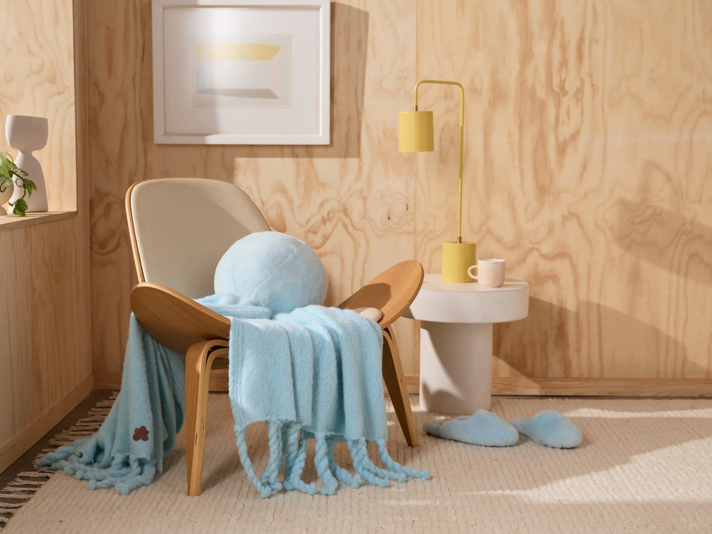 le FLEUR* Shearling Sphere Pillow (Geneva Blue)