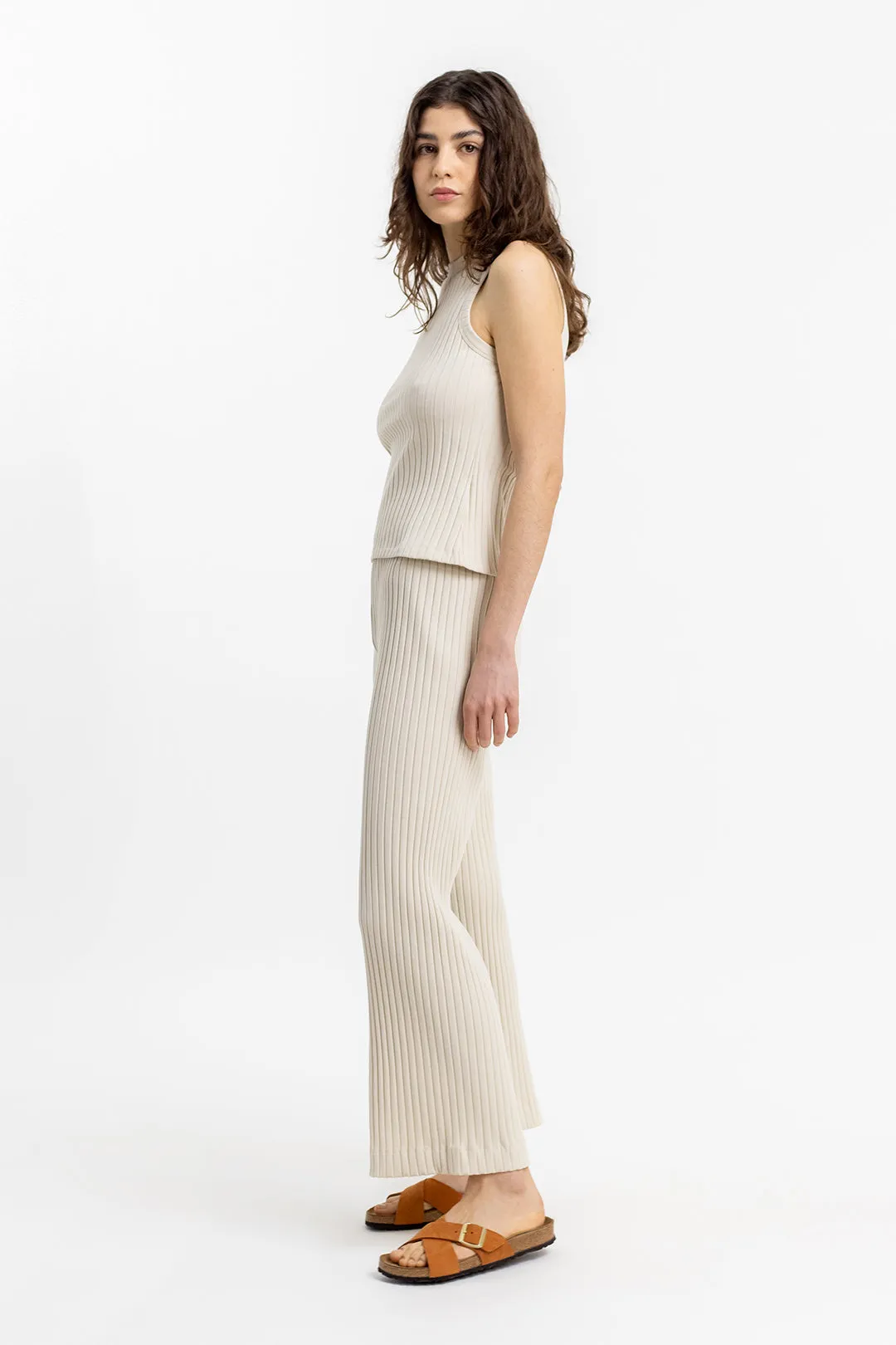 ribbed cotton pants - summer sand