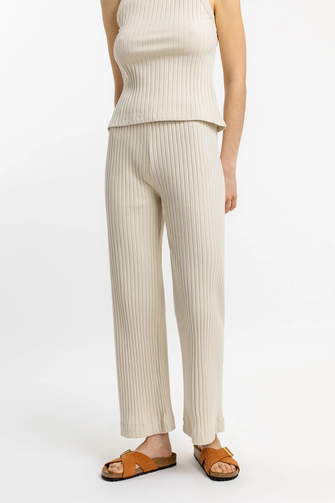 ribbed cotton pants - summer sand