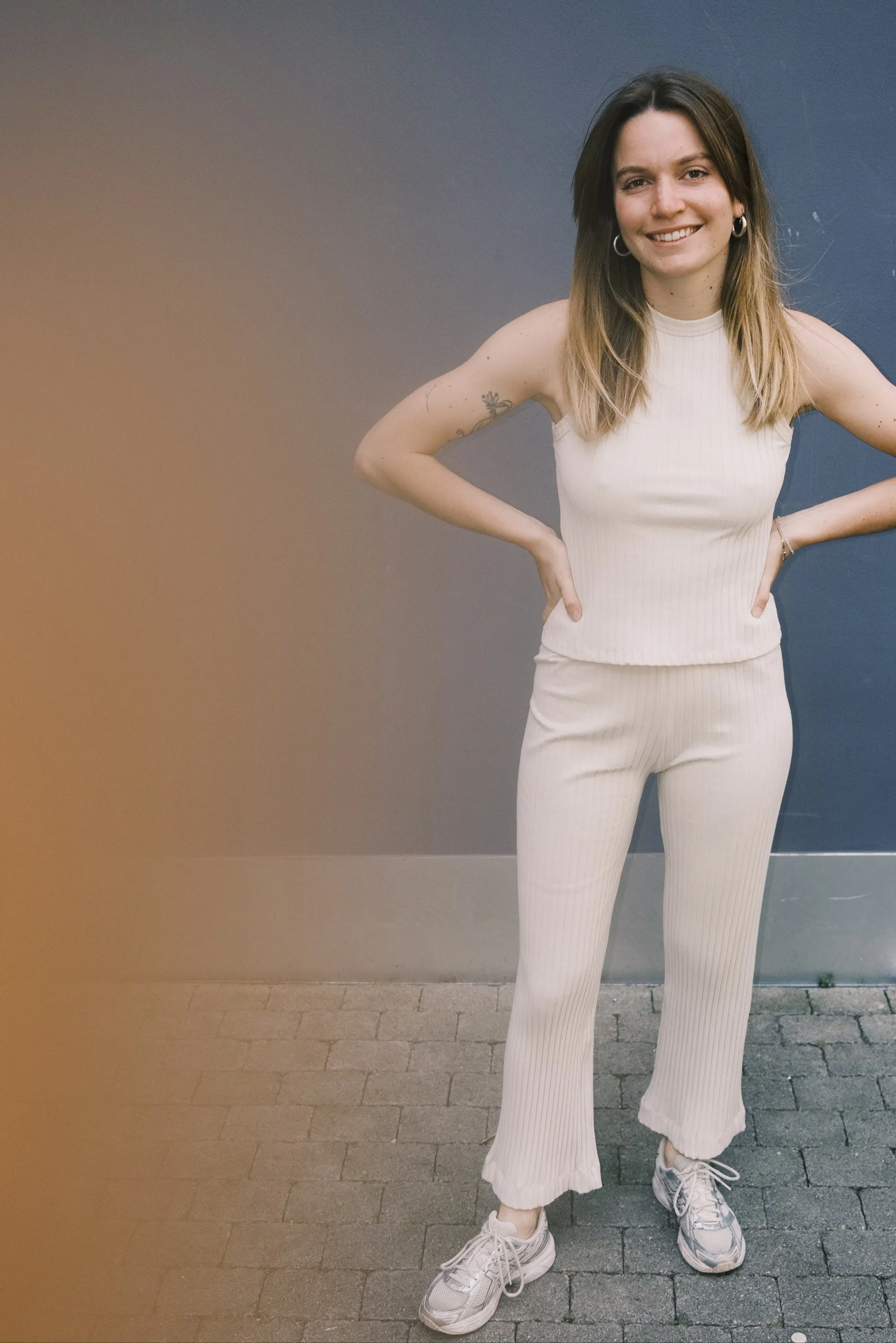 ribbed cotton pants - summer sand